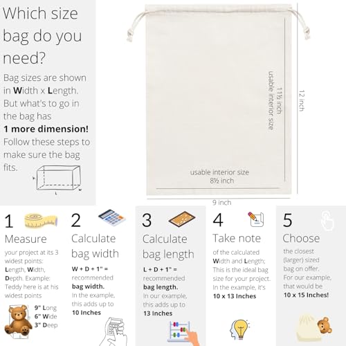 Heavy Duty Cotton Drawstring Bags 4-Pack - 270 GSM Thick Cloth Pouches for Gifts, Travel, Dice, Jewelry, Laundry - Double Drawstring (Natural Beige, 9 x 12 Inches) - color: Natural Beige, size: 9 x 12 Inches