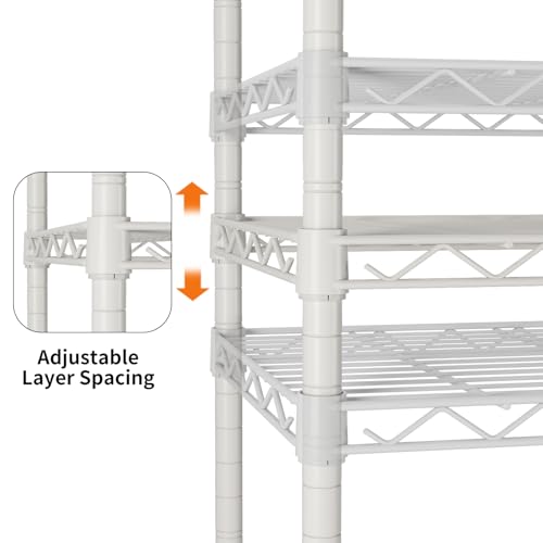 SINGAYE 3 Shelves Storage Shelf Wire Shelving Unit Metal Adjustable Wheels - color: White, size: 3Tier/11.5"D X 17.5"W X 30.5"H