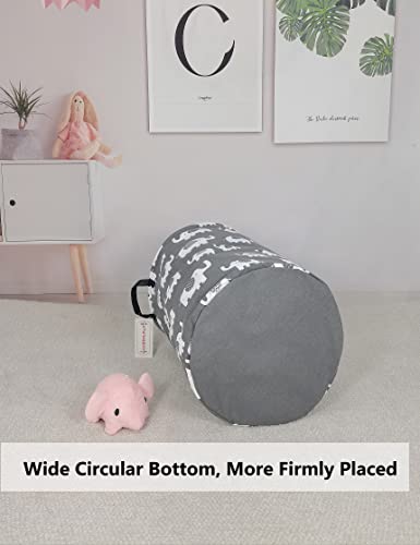 Foldable Waterproof Round Fabric Laundry Basket Home, Gray Elephant - color: Round-Elephant