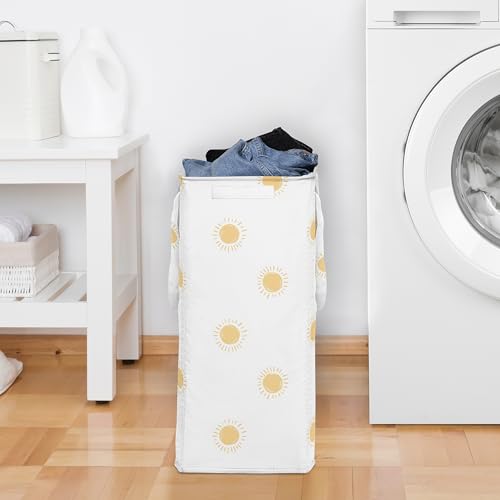 Sweet Jojo Designs Laundry Hamper (White & Yellow Boho Sun) for Girls & Boys, Foldable Dirty Clothes Basket with Handles for Baby Nursery, Kids Bedroom, Teen Bathroom (Bohemian, Celestial Sky, Desert) - color: Mustard Sun