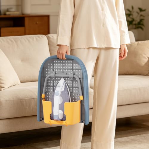 Tabletop Ironing Board with Iron Holder and Silicone Iron Rest Pad, Small Portable Ironing Board for Small Spaces - color: Blue