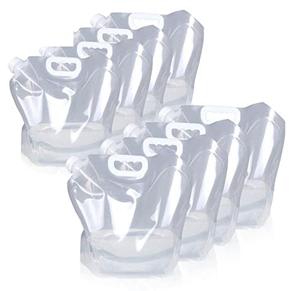 Soddeph Collapsible Water Container Bag, BPA Free Food Grade Clear Plastic Storage Jug for Sport Camping Riding Mountaineer,Freezable, Food Grade (8-pack-2.6Gal) - style: 8-pack-2.6Gal