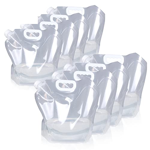 Soddeph Collapsible Water Container Bag, BPA Free Food Grade Clear Plastic Storage Jug for Sport Camping Riding Mountaineer,Freezable, Food Grade (8-pack-2.6Gal) - style: 8-pack-2.6Gal