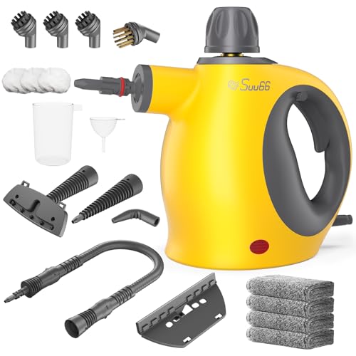 Suu66 Handheld Steam Cleaner, 500mL Tank, Deep Cleaning & 19PCS Accessories - color: Yellow