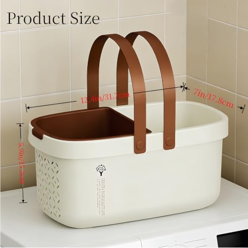 Pulseplay Portable Plastic Shower Caddy Basket with Handle Cream - color: Cream