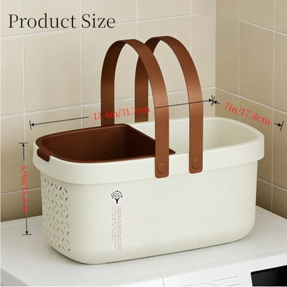 Pulseplay Portable Plastic Shower Caddy Basket with Handle Cream - color: Cream