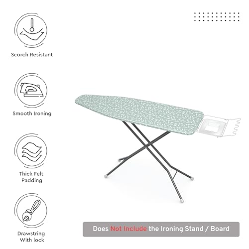 Encasa XO Ironing Board Cover and Pad, Thick Felt 42"x14" - color: Green Leaflet, size: Medium (42"x14")