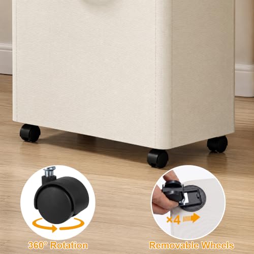 efluky Slim Laundry Hamper with Wheels and Removable Bag, Rolling Laundry Basket for Clothes, Small Laundry Basket for Bedroom, Dorm and Laundry Room, 75L (19.8 Gallons) Beige - color: Black, size: 75L with Bag