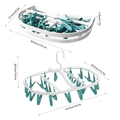 Premium Plastic PP Drying Hanger, Anti-Rusty Drying Rack for Clothes, Socks, Lingeries, Delicates, Drying Hanger with 24 Clips for Baby Clothes, Towels - style: 24 Clips