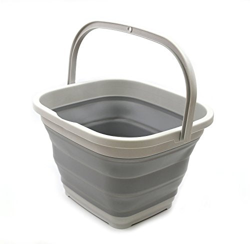 SAMMART 11L (2.9 Gallon) Collapsible Rectangular Handy Bucket/Tub(1, Grey) - color: Gray