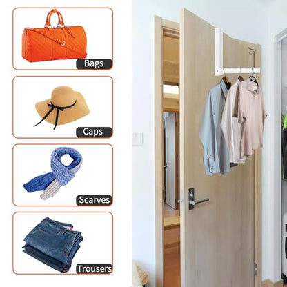 Folding Clothes Drying Rack for Indoor Laundry Room,2 Pack Over The Door Hanger with 6 Groves,Foldable Portable Clothing Hanger Hook Collapsible