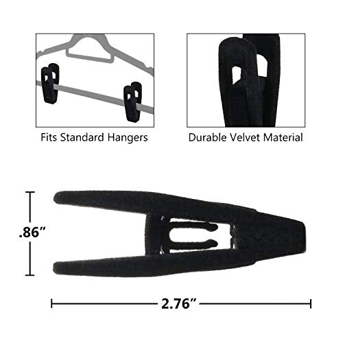 Velvet Clips, 20 Pack, Durable Non- Breaking Material, Matching Hangers of Our Brand and Your existing Velvet Hanger, Suitable to Hang Many Types of Clothes. (Black) - color: Black