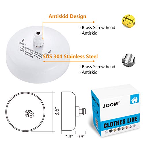 JOOM Retractable Clothesline,9.2 FT Wall-Mounted Laundry Drying Line,White - color: White