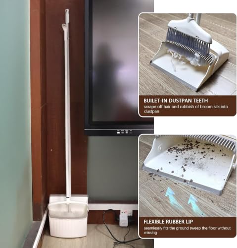 Dustpan Brush Set (White and Brown) - color: White and Brown
