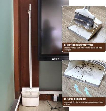 Dustpan Brush Set (White and Brown) - color: White and Brown