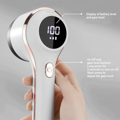 Electric Fabric Shaver Lint Remover, Rechargeable Electric Portable Sweater Defuzzer with Digital Display, Adjustable 6 Leaf Blades Lint Remover for Clothes Furniture (White) - color: White