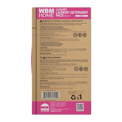 WBM 10-in-1 Laundry Pods, Total 128 Count, High Efficiency, Ultra Concentrate with Powerful Stain Lifter Technology, Fabric Softener With Rose Extracts, Detergent Pods - size: 128 Count (Pack of 1)