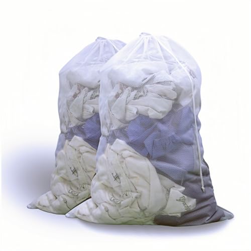 2-Pack Large Mesh Laundry Bag, 24x36 Inch White - color: White, size: 24*36inch