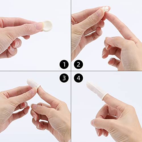 Finger Cots Small 300 Pcs Fingertips Protective Finger Cots White Disposable Finger Rubber Tips for Injured Finger,Cracked Finger,Sports - size: Small