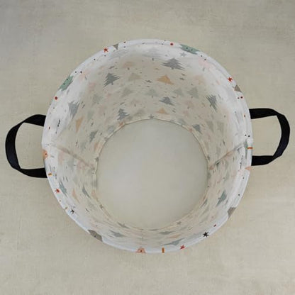 QUEENLALA Large Foldable Round Storage Basket Laundry Hamper, Pine tree - color: Round-pine tree