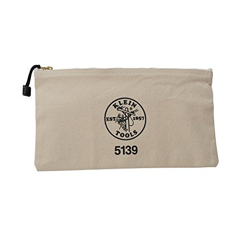 KLEIN TOOLS Zipper Bag, Canvas Tool Pouch with Heavy Duty Brass Zipper Close - size: 12.5-Inch