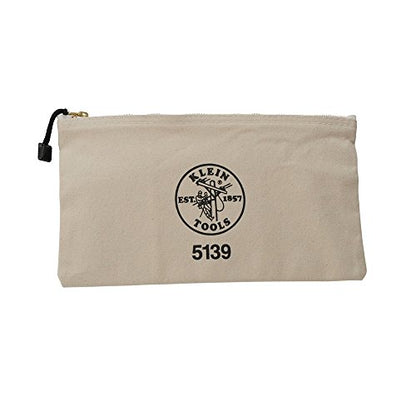 KLEIN TOOLS Zipper Bag, Canvas Tool Pouch with Heavy Duty Brass Zipper Close - size: 12.5-Inch