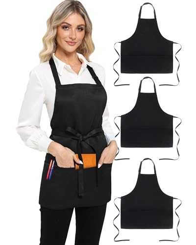 Argstar Unisex Adjustable Three Pocket Apron-Chef Kitchen Cooking，Restaurant Server - color: 3 Pack Adjustable Short Bib Apron