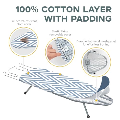 Small Tabletop Ironing Board Foldable, RAINHOL Blue White Stripes 32"x 12" - color: Blue Stripe, size: Steel Mesh