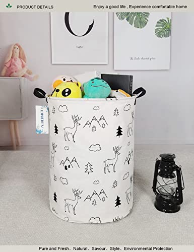 Round collapsible Large Deer Mountain Laundry Hamper for Adults Kids - color: Forest deer