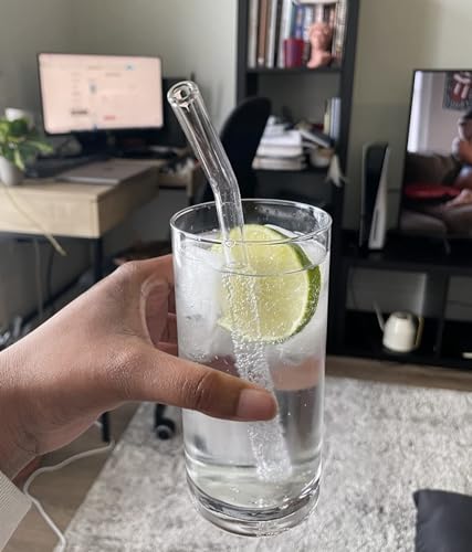 Piteno® 12Pcs Glass Straws with 4Pcs Brushes, 8.5''x10MM, Set of 6 Straight and 6 Bent with 4 Cleaning Brushes, Perfect for Smoothies, Milkshakes, Juice, Tea (Rainbow) - color: Rainbow, size: 8.5"