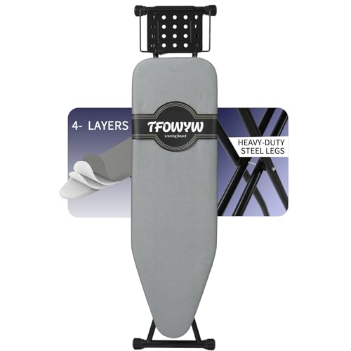 Hanger Iron Board 43" X 13" with Heat Resistant Cover and Thicken Felt Pad, Safety Iron Rest, Anti-Skid Feet, Height Adjustable, Heavy Duty (Grey B) - color: Grey B