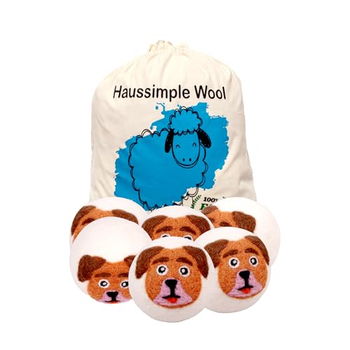 Wool Dryer Balls 6-Pack 100% Natural New Zealand Wool, Handmade in Nepal Reusable Laundry Balls, Faster Drying, Softer Clothes, Anti-Static, Dryer Sheets Alternative (Orange Dog) - color: Orange Dog