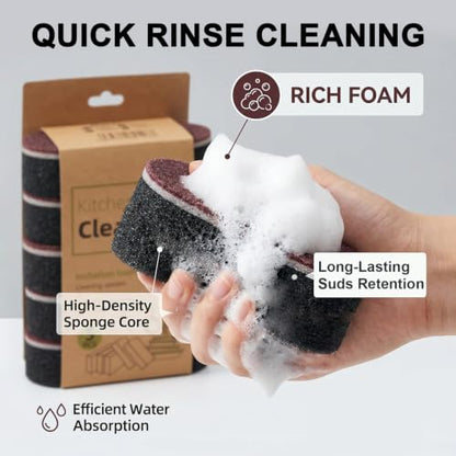 5 Pack Magic Sponges Cleaning Eraser, Carborundum Sponge, Multi-Functional Cleaning Sponges, Rust Foam Cleaning Eraser，Suitable for pots, Kitchen, Tiled Wall and Sink