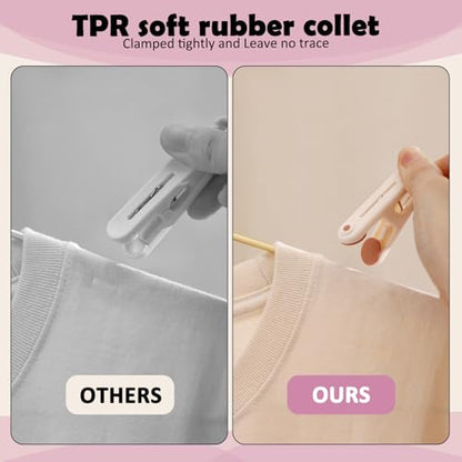 PURIPUFF 24 Pack Clothes Pins Clothes Peg Clip Pins with Plastic Rope for Clothesline Drying Clothing Clips Hooks Windproof Clothes Hanger for Hanging Socks Hats Pants Bras Underwears Towel Photo