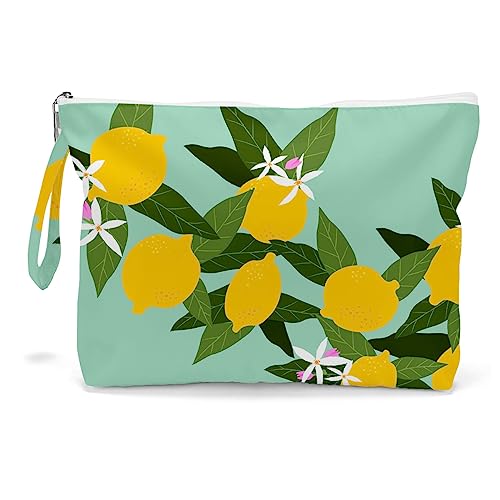 Fokongna Wet Bag For Swimsuit, Travel Makeup Bag Waterproof Large Capacity for Women Girls Sister Friends use lemon Decor Pattern - color: Lemon02