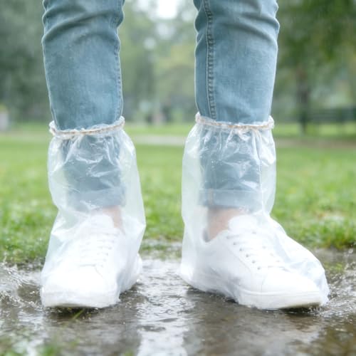 20Pcs(10 pairs) Thickened Waterproof Shoe Covers for Rain, Clear Rain Shoe Covers, One Size Fits Most - color: Clear, size: 10P M Adults