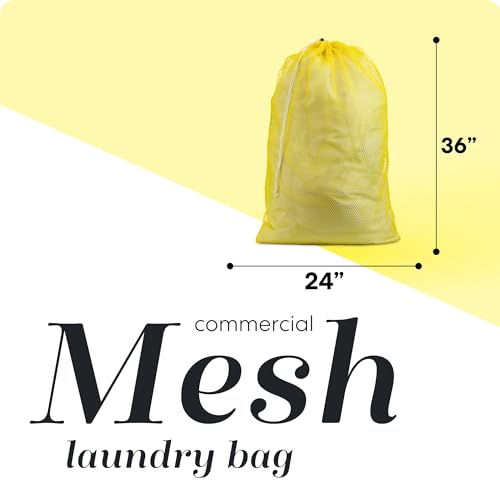 Handy Laundry Mesh XL Laundry Bag 24"x36", Heavy Duty Drawstring, Yellow