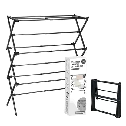ZOES HOMEWARE Clothes Drying Rack,Collapsible Drying Rack Clothing, Black - color: Black