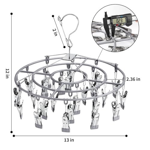 sock hanger for drying bra rack underwear panty hanging dryer baby herb wet - color: Gray (24 Clips) (2pcs)