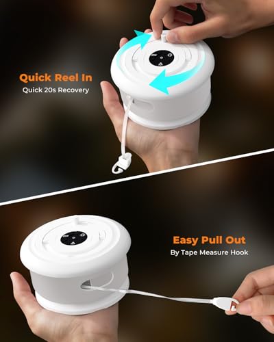 Camping String Lights, Retractable 32.8FT Rechargeable Fairy Light - color: White