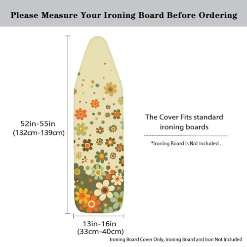 Hippe Flower Ironing Board Cover and Pad 15 x 54 Iron Board Protective Ironing Padded Cover Suitable for Standard Ironing Boards Padding Iron Sleeve with Elastic Edge - color: Hippe Flowers
