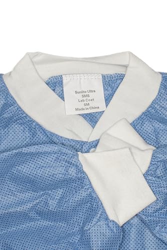 Sunlite Ultra 3600 Series Premium Disposable Lab Coats, Pockets, Knit Collar & Cuffs, Knee Length, 10 Pack - color: Blueberry, size: Small