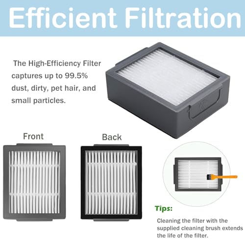 19 Pack of replacement parts, Suitable for iRobot Roombai3 i3+ i7 i7+ i4+ i5 i5+ j5 j5+ i6 i6+ i8 i8+ i2 J7 E5 i&E&J series vacuum cleaner, 1 Set Rubber Brushes 6 filters, 6 edge brushes, 4 dust bags