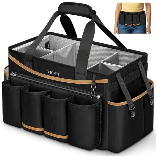 Ytonet Cleaning Caddy Bag, Extra Large Cleaning Supplies Organizer, Black - color: Black