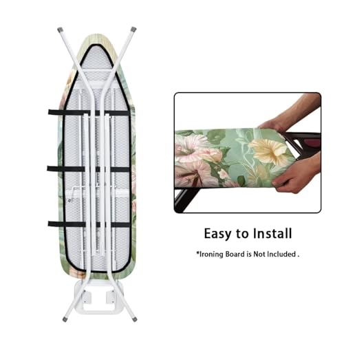 ZDCUSTOM Flower Hummingbird 15x54 Inch Standard Size Iron Covers with Elastic Edge Hook Loop Fasteners Ironing Table Cover Ironing Board Protector - color: Flower Hummingbird-2
