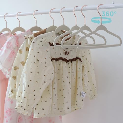 Tonswachic 50-Pack 11 Inch Baby Closet Hangers with 10 Clips - Soft Velvet Non-Slip Hangers for Infant & Toddler Clothes (Beige) - color: Beige, size: 50 Pack