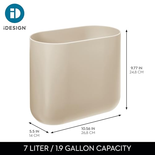 iDesign Small Slim Plastic Bathroom Trash Can, 2-Pack, Brown - color: Taupe, style: Pack of 2