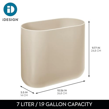 iDesign Small Slim Plastic Bathroom Trash Can, 2-Pack, Brown - color: Taupe, style: Pack of 2