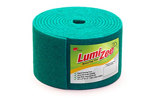 Green Scrubbing Pad Roll 19ft Economy Size Medium Duty Abrasive Scrub Sponge Scouring Pads 19ft x 6in x 0.3in (6m x 15cm x 8mm) Scrubby Tough Stains Cleaning Pans Dishes Stoves Bathroom Sinks Grills - color: Green - Medium Abrasion