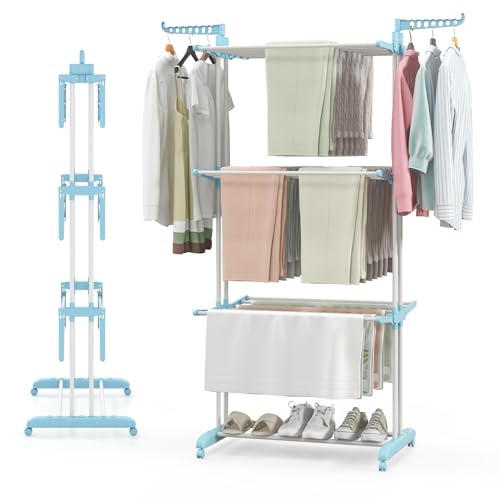 GIANTEX Foldable Clothes Drying Rack, 4-Tier Collapsible Laundry Rack